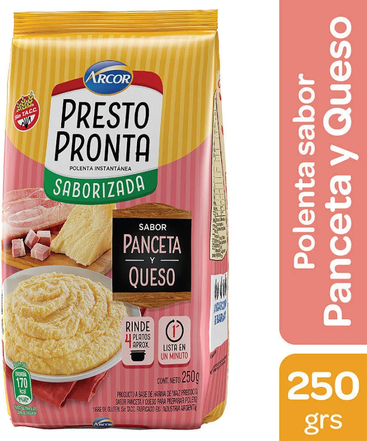 Polenta Presto Pronta 250 Gr Panceta Y Queso x 488 unidades