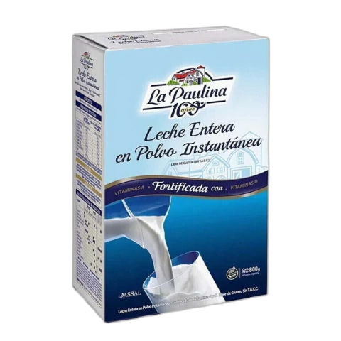 Leche Entera La Paulina 800 Gr en Polvo  x48 unidades